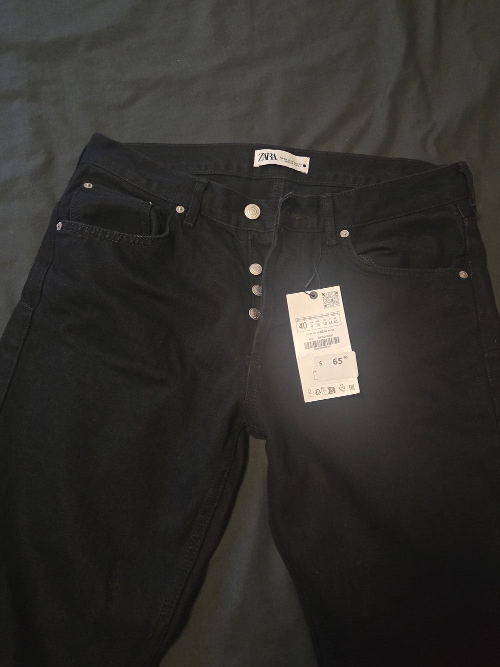 ZARA Women’s Black High-Rise Button-Fly Jeans